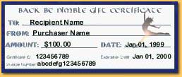 Back Be Nimble Gift Certificate